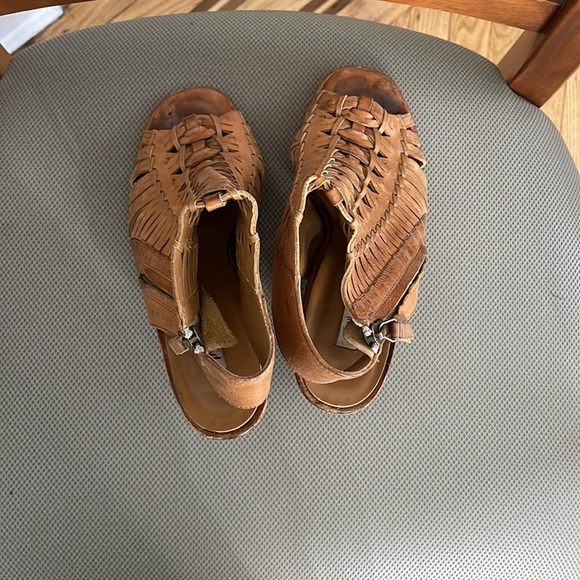 PAUL GREEN Cuoio Brown Cayanne Leather Peep Toe Bootie Boot/ sandal - Picture 4 of 14